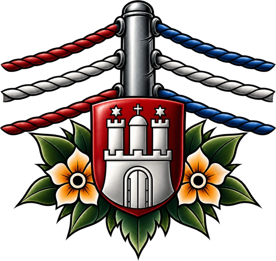 Illustration Boxring mit Hamburger Wappen