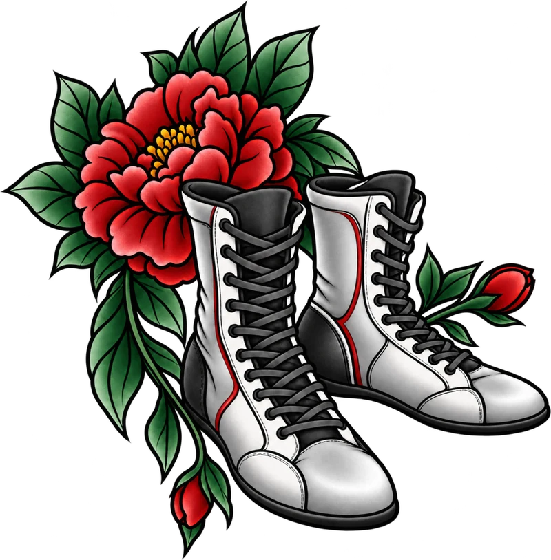 Illustration Boxstiefel mit Pfingstrose